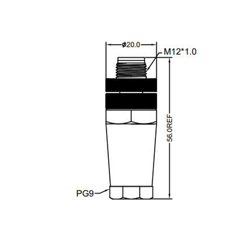 M12 12pins A code male straight plastic assembly connector PG9 thread, unshielded,suitable cable outer diameter 6.0mm-8.0mm